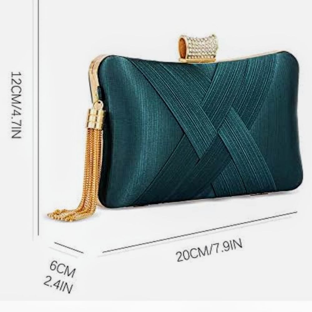 Elegant Green Clutch with Gold Accents